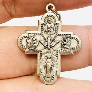 Italy Catholic 5 Way Protection Cross Five Way Religious Medal Lucky Charm